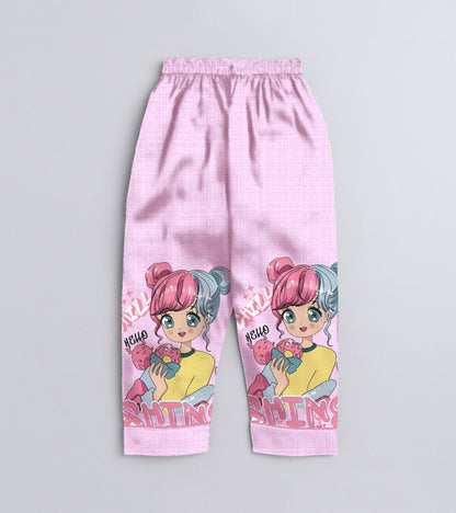 Shining Star Printed Girls Pure Cotton Nightsuit Set