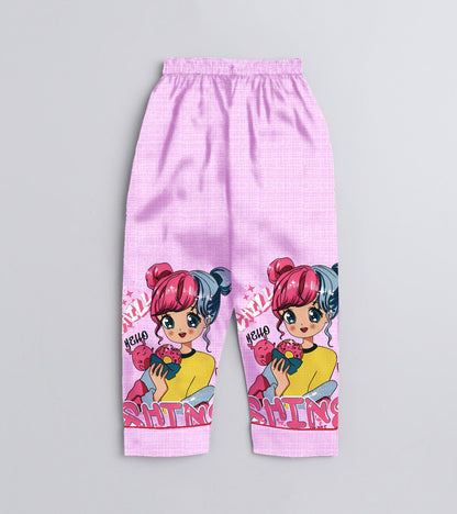 Shining Star Printed Girls Pure Cotton Nightsuit Set