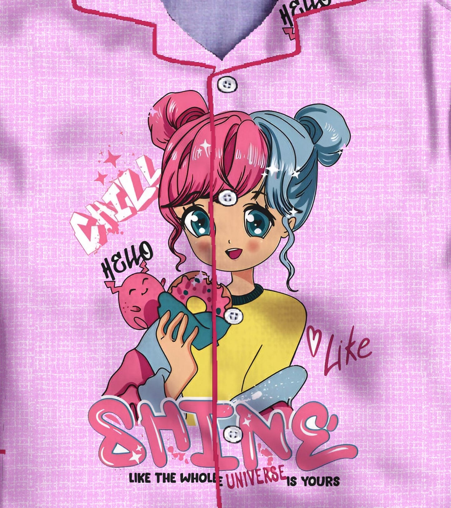 Shining Star Printed Girls Pure Cotton Nightsuit Set