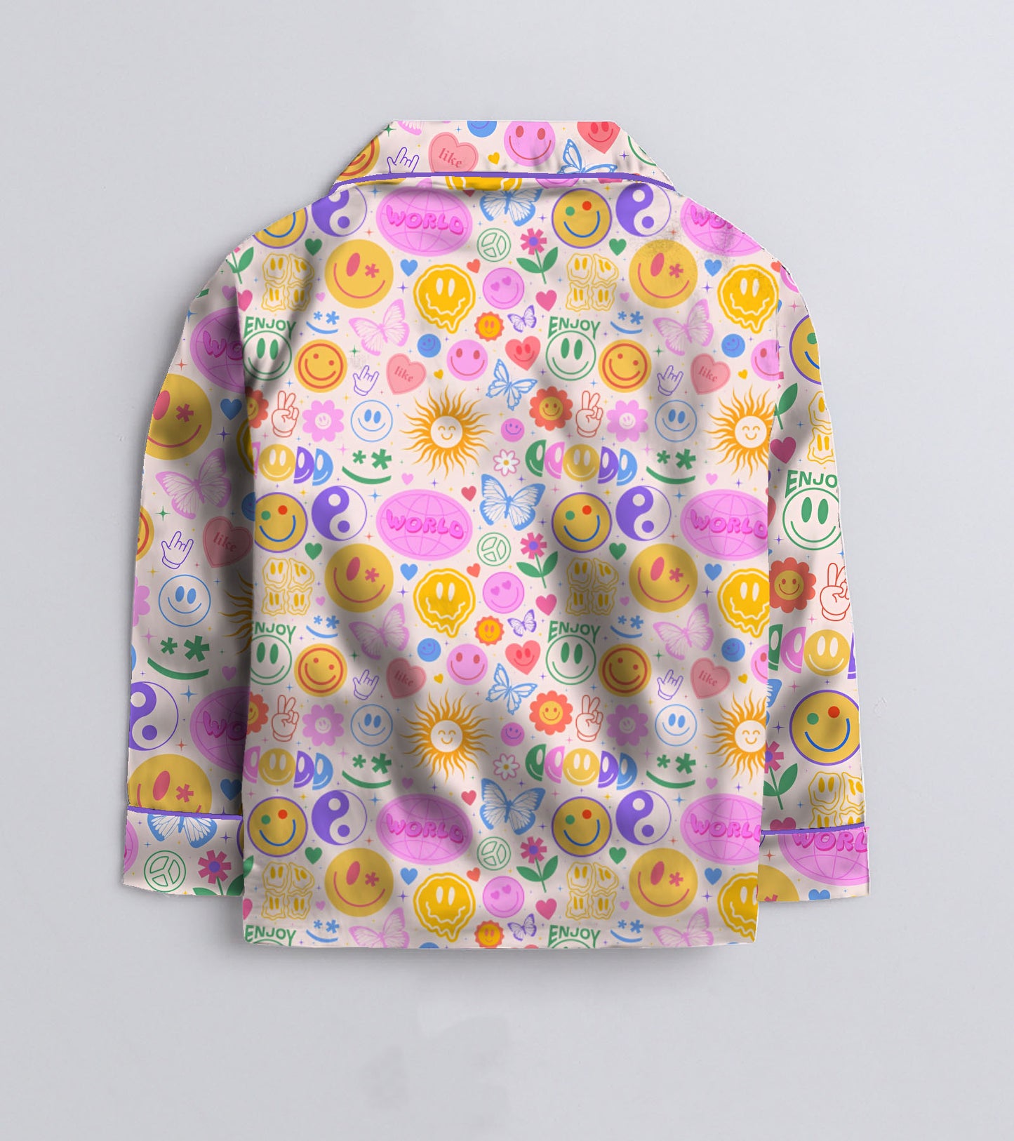 Smilely Printed Girls Pure Cotton Nightsuit Set