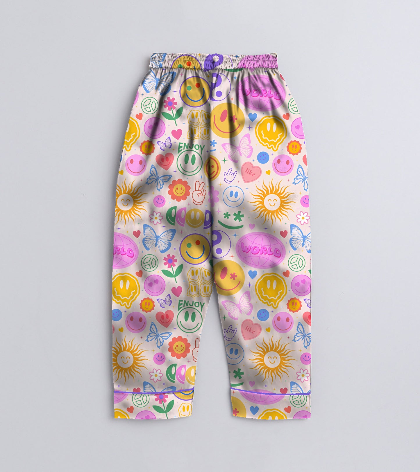 Smilely Printed Girls Pure Cotton Nightsuit Set
