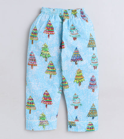 Snow Tree Printed Christmas Gift Nightsuit Set