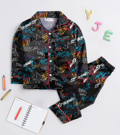 Spray Writting Printed Nightsuit Set