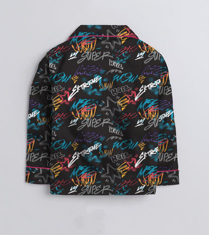 Spray Writting Printed Nightsuit Set