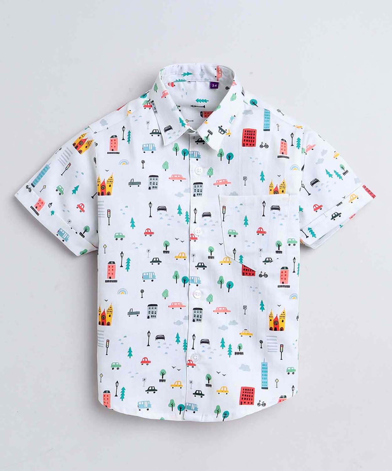 Street Print Pure Cotton Half Sleeve Shirt For Boys