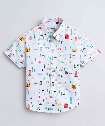 Street Print Pure Cotton Half Sleeve Shirt For Boys