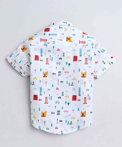 Street Print Pure Cotton Half Sleeve Shirt For Boys