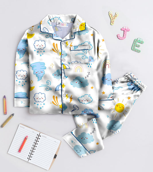 Sun and Cloud Pure Cotton Printed Nightsuit Set