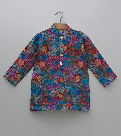 Sunset Floral Printed Pure Cotton Kurta And Pyjama