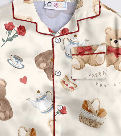 Teddy Bear Printed Nightsuit Set