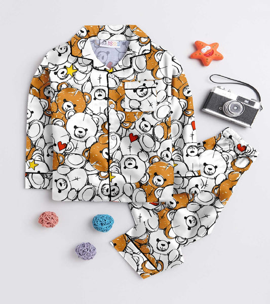 Teddy Love Printed Nightsuit Set