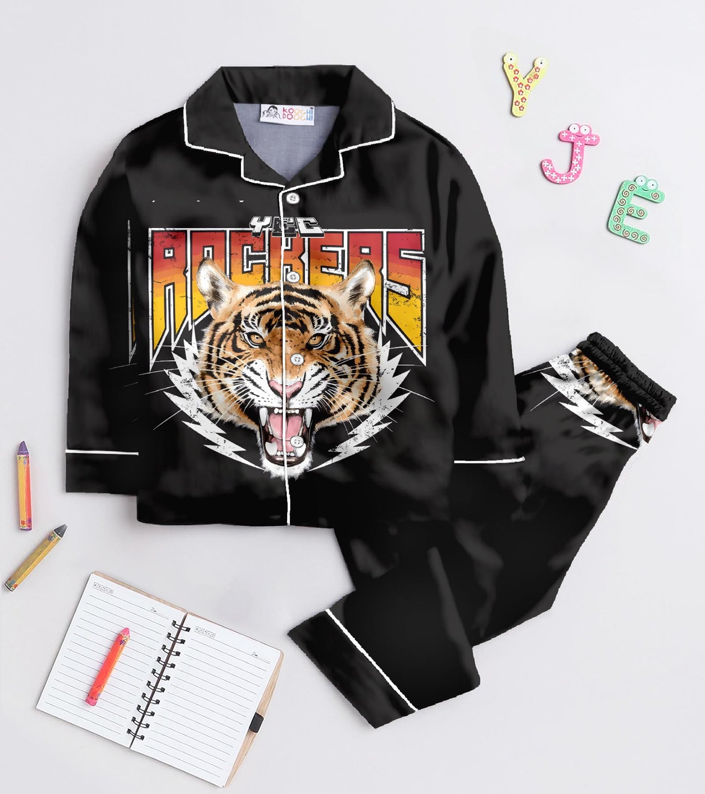 Tiger Face Pure Cotton Printed Nightsuit Set