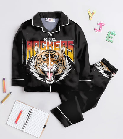 Tiger Face Pure Cotton Printed Nightsuit Set