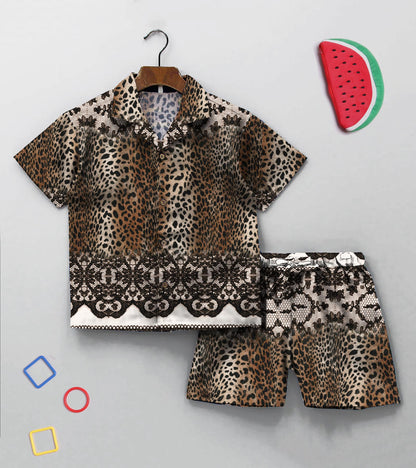 Tiger Skin Printed Boys Co ord Set