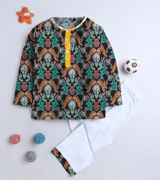 Tiger and Croco Printed Pyjama Kurta Set