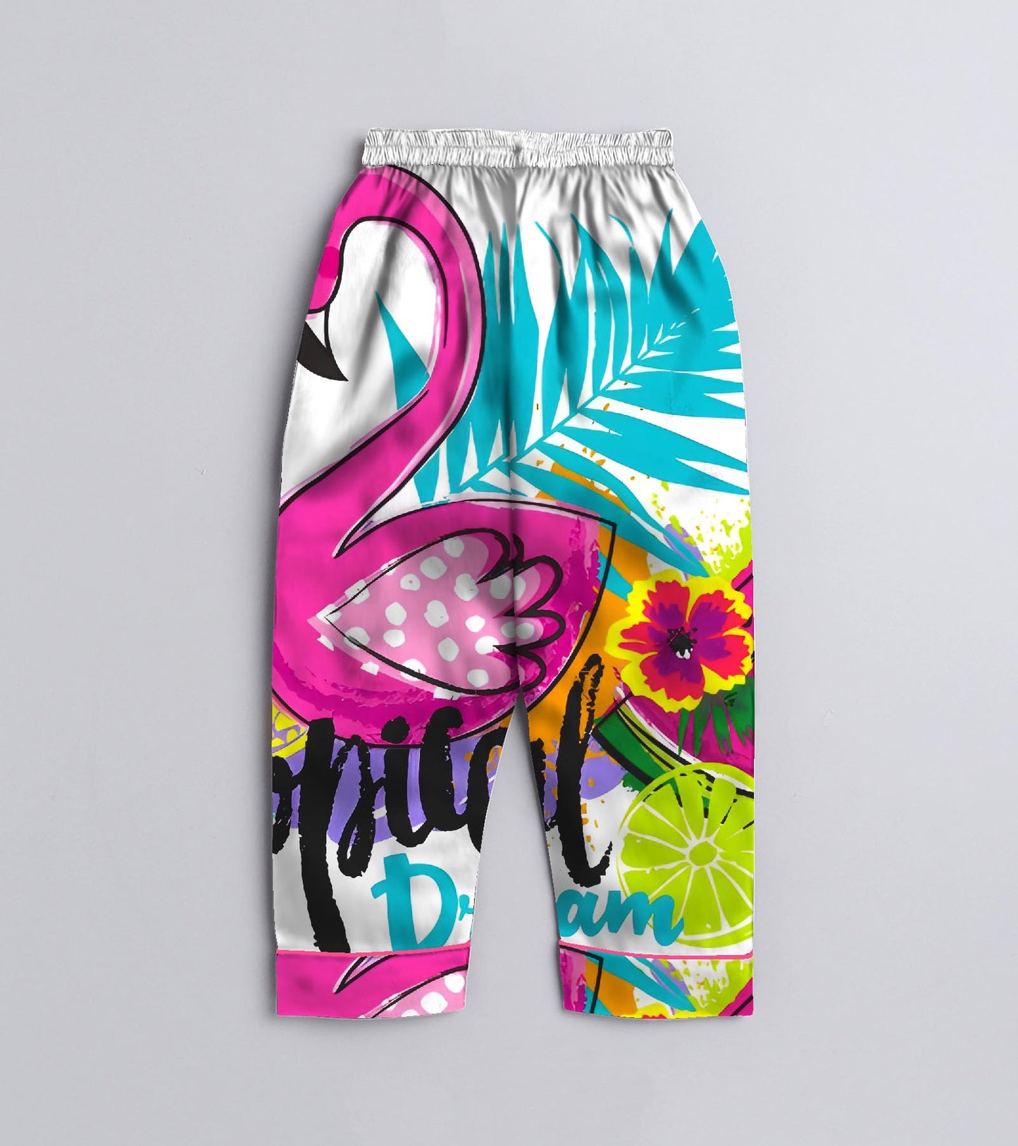 Tropical Flamingo Printed Girls Pure Cotton Nightsuit Set