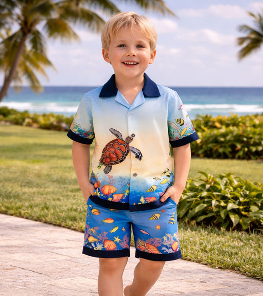 Tropical Ocean Vibes Pure Cotton Co-ord Set For Boys