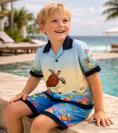 Tropical Ocean Vibes Pure Cotton Co-ord Set For Boys