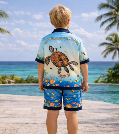 Tropical Ocean Vibes Pure Cotton Co-ord Set For Boys