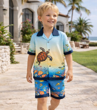 Tropical Ocean Vibes Pure Cotton Co-ord Set For Boys