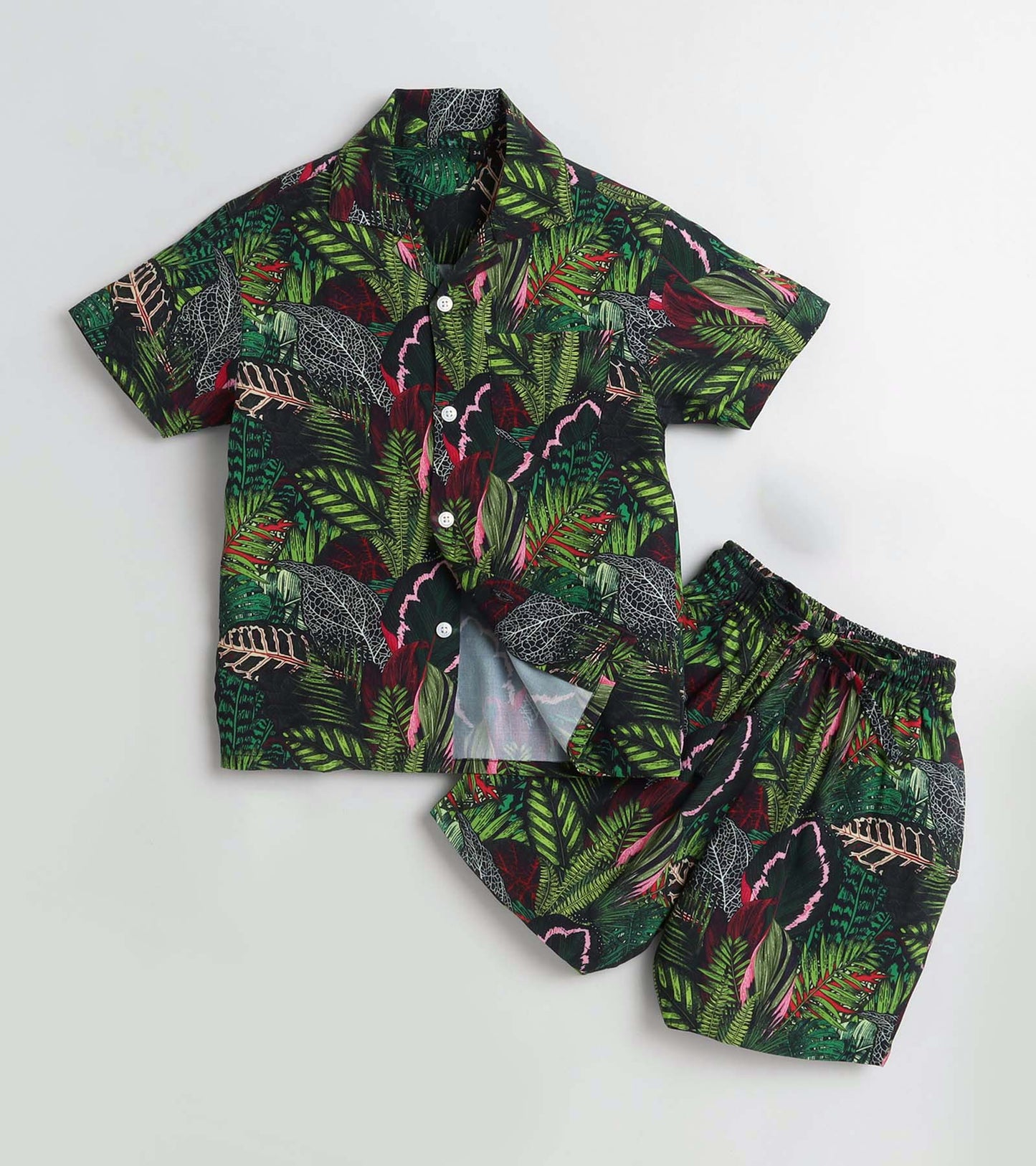Wild Jungle Leaf Printed Boys Co ord Set