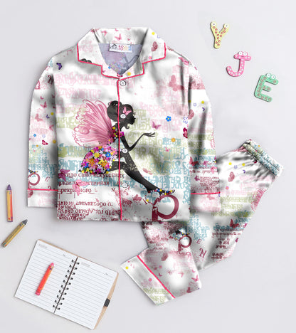 Wings Printed Girls Pure Cotton Nightsuit Set