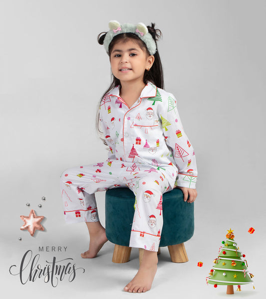 Xmas Tree  Christmas Printed Nightsuit Set