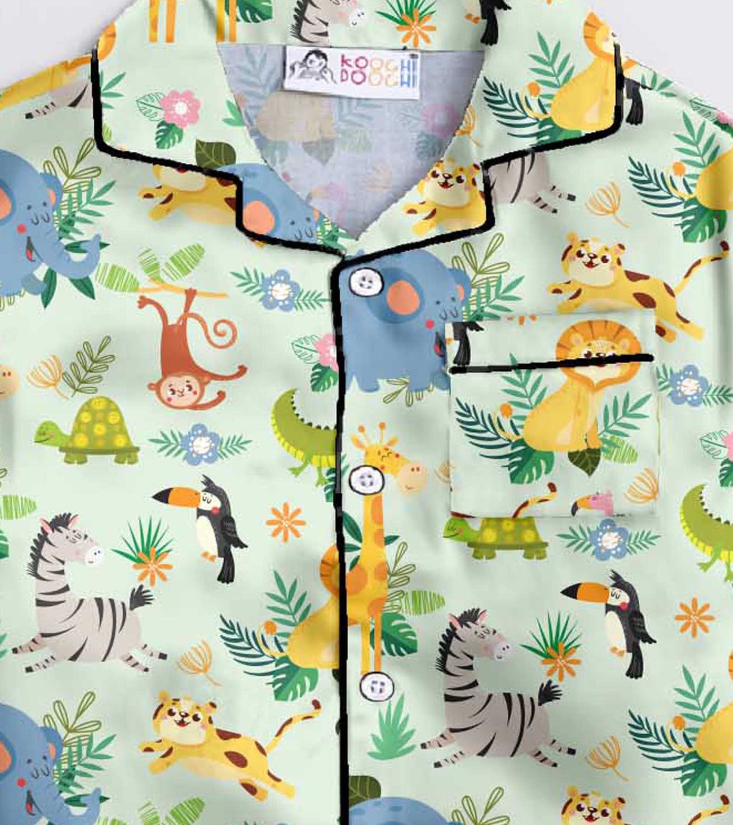 Zoo Animals Printed Nightsuit Set