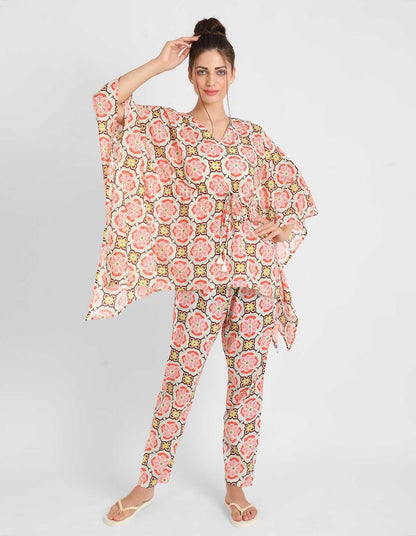 Geometric Print Kaftan Pajama Set