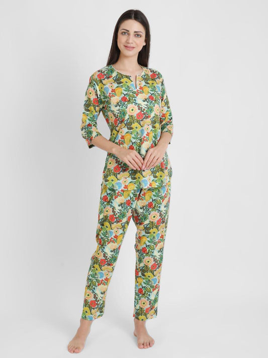 Wild Floral Printed Nightsuit Set for Women