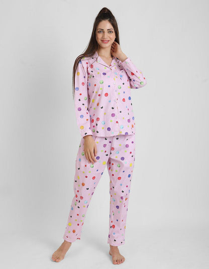 Half Polka Printed Nightsuit Set for Women