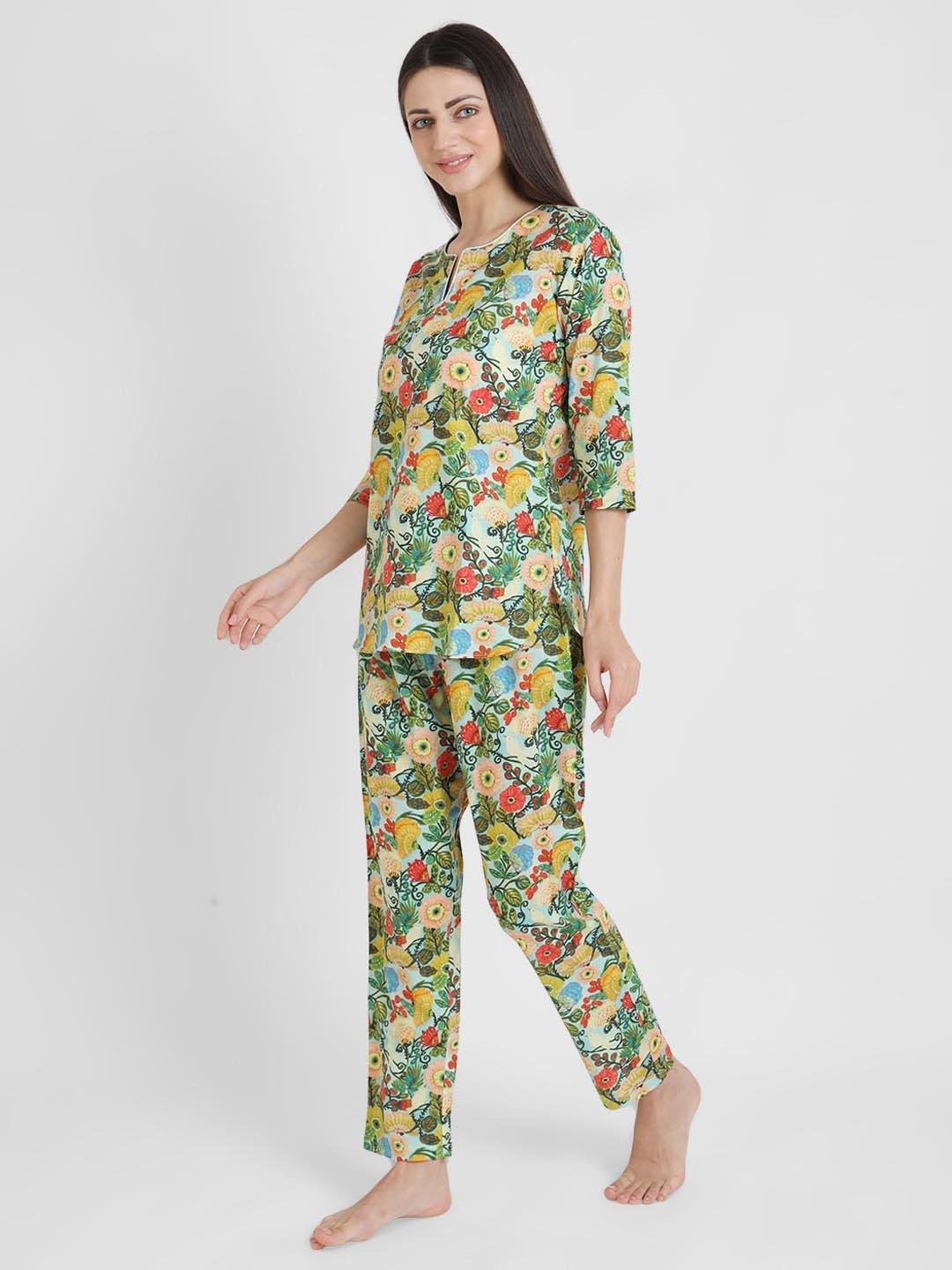 Wild Floral Printed Nightsuit Set for Women