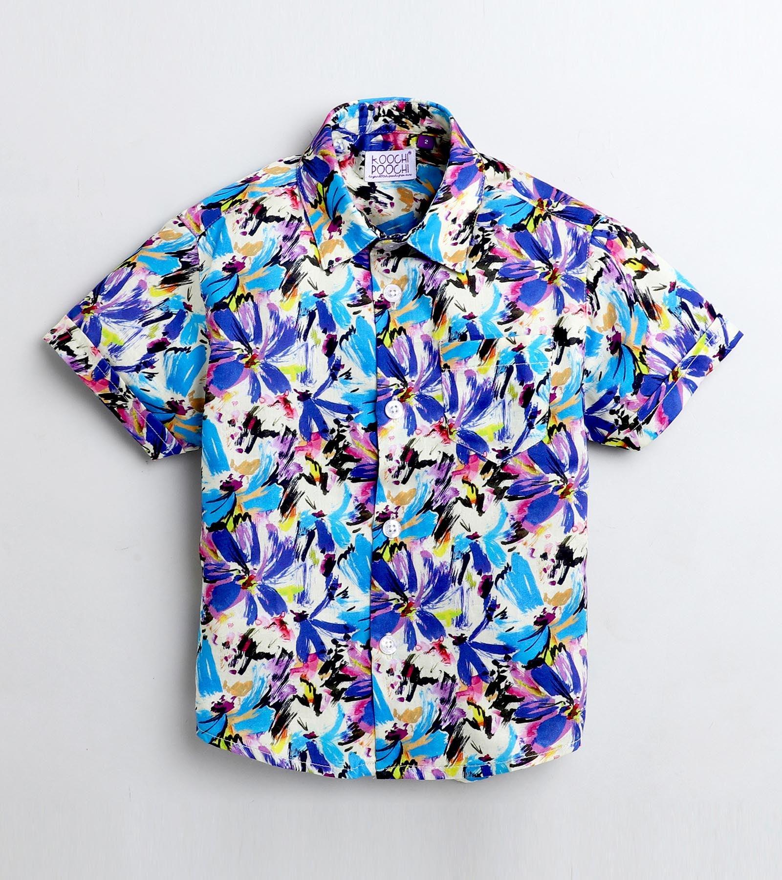Painterly Floral Printed Half Sleeve Shirt