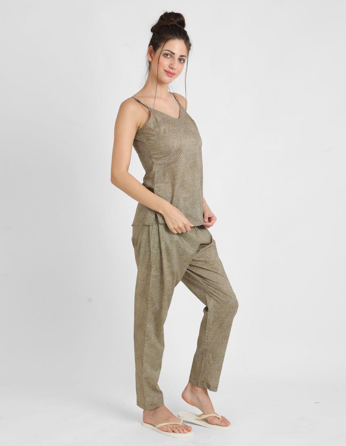 Warli Printed Singlet Pyjama Set for Women