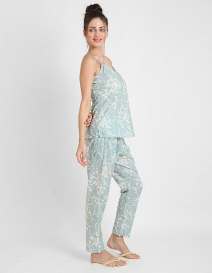 Blossom Printed Singlet Pajama Set for Women