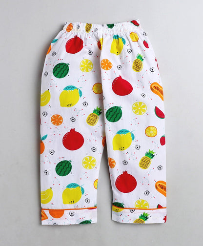 Rainbow Fruits Printed Night Suit Set
