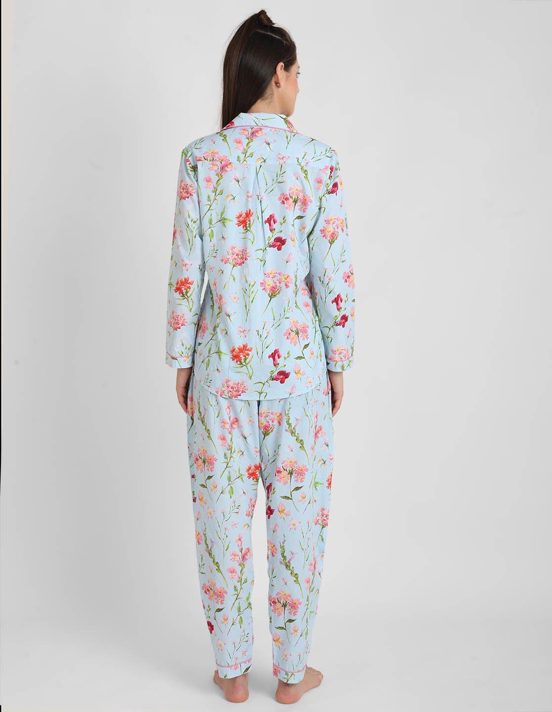 Floral Pink Printed Nightsuit Set for Women
