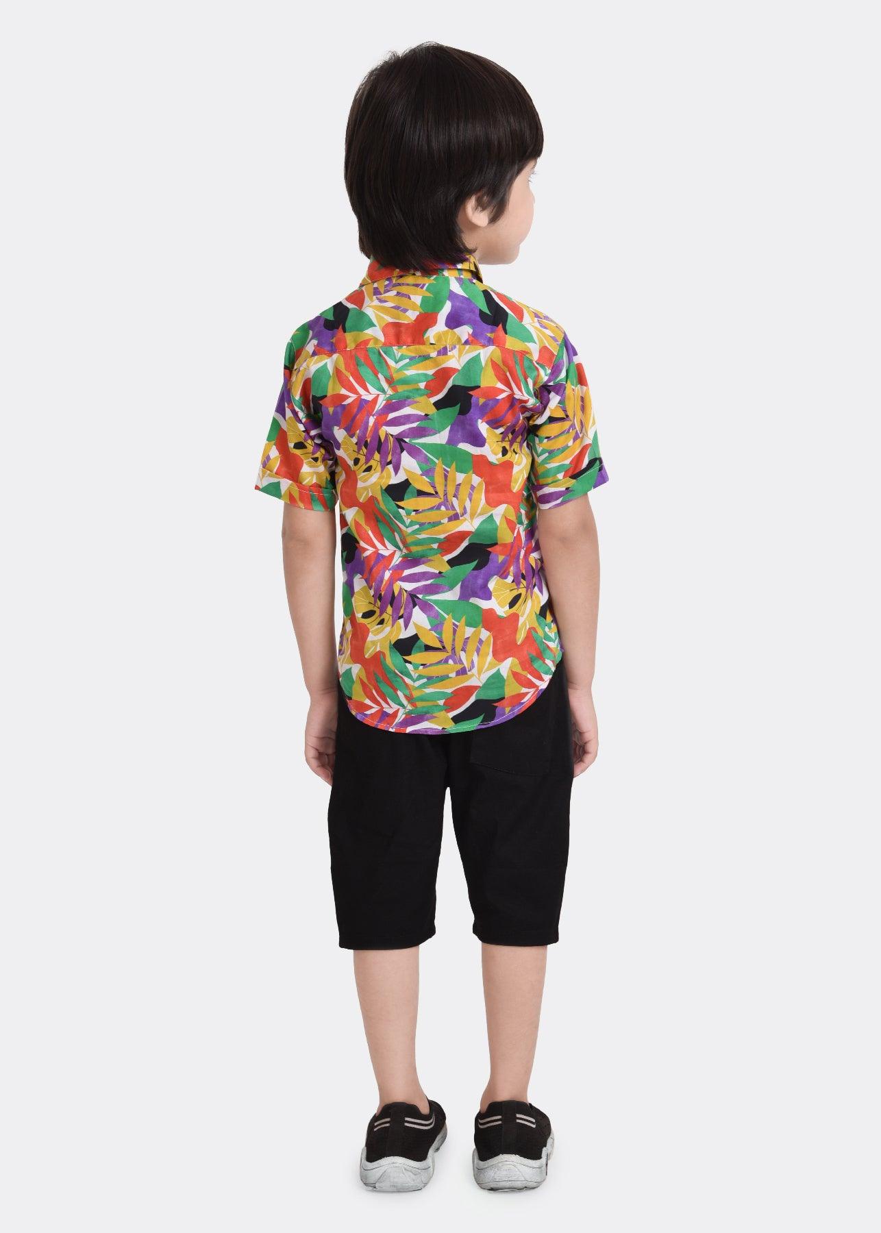 Multi Palms Printed Half Sleeve Shirt