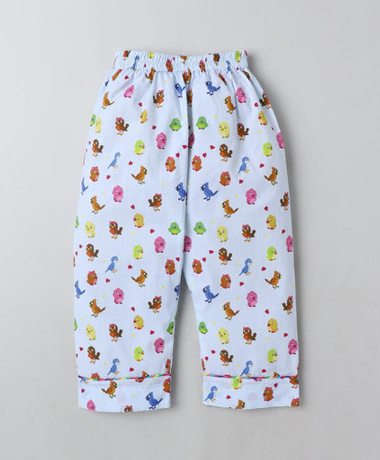 Singing Birds Printed Night Suit Set - koochi Poochi