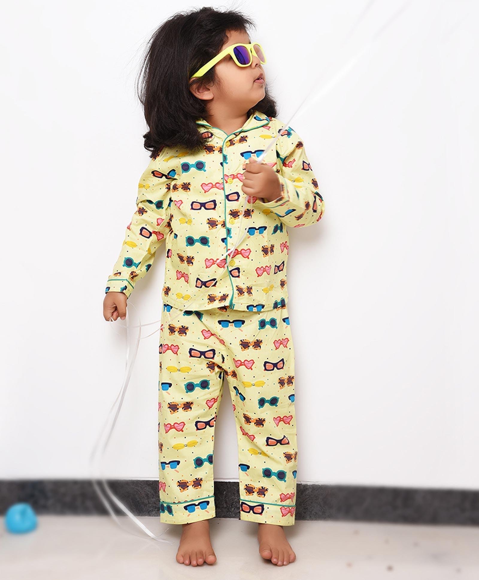 Sunglasses Printed Night Suit Set for Girls