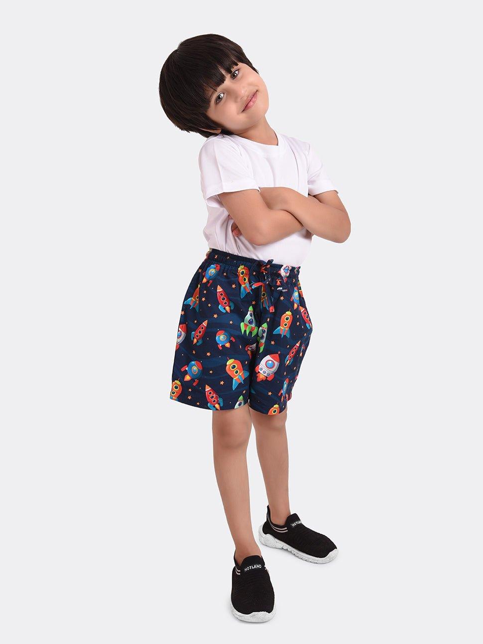 Space Print Boys Shorts - koochi Poochi