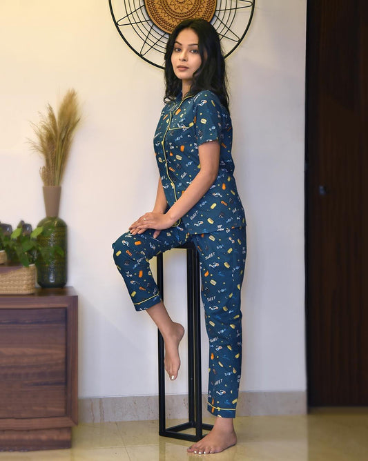 Funtime Printed Nightsuit Set for Women