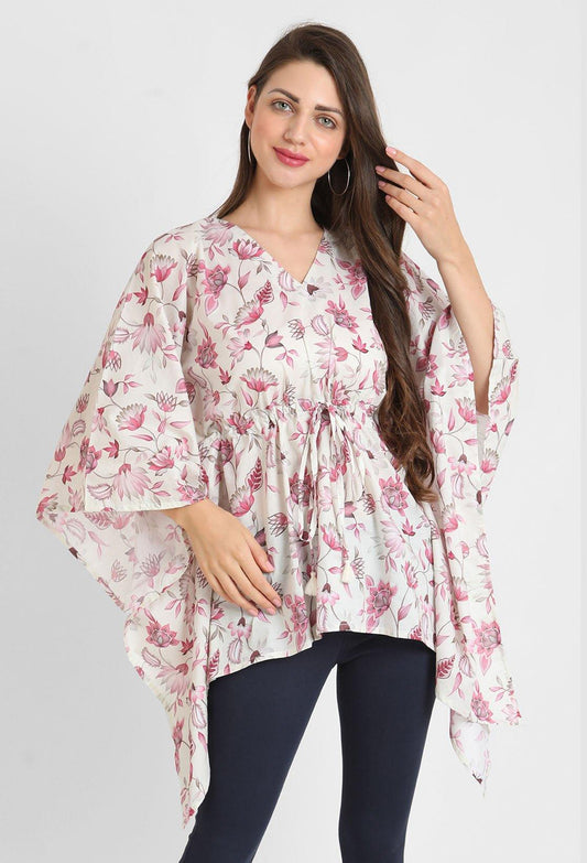 Pink Floral Print Kaftan