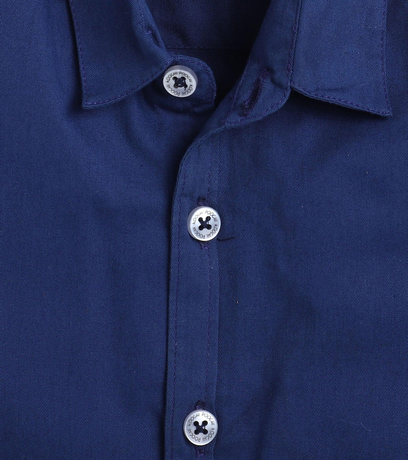 Blue Solid Pure Cotton Full Sleeve Shirt