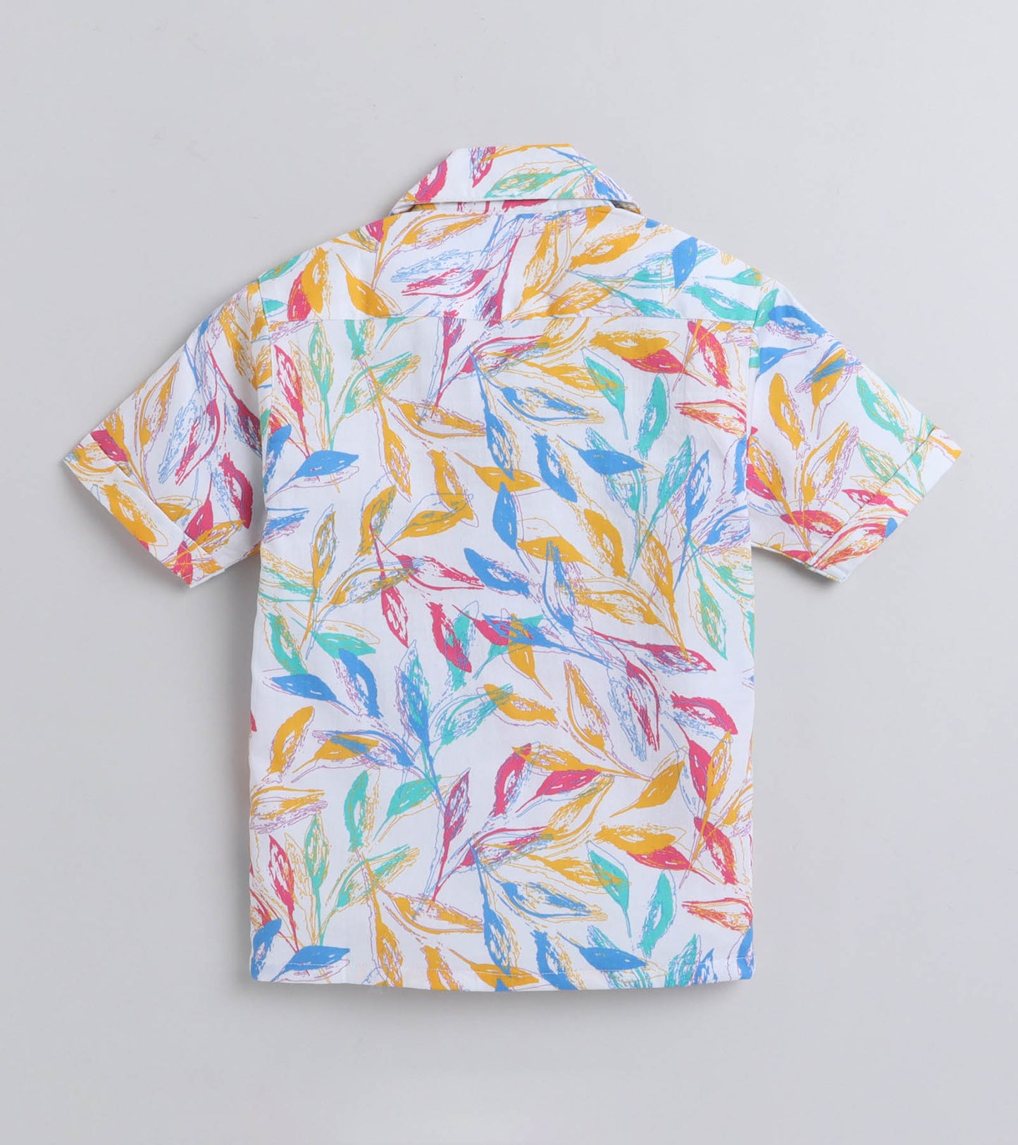 Leaf Shadow Digital printed Shirt with White solid Shorts