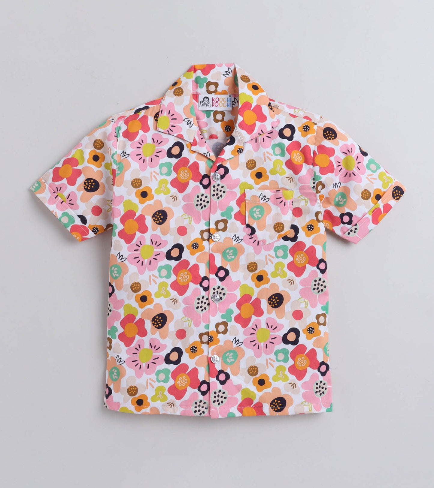 Max Flower Digital printed Shirt with White solid Shorts