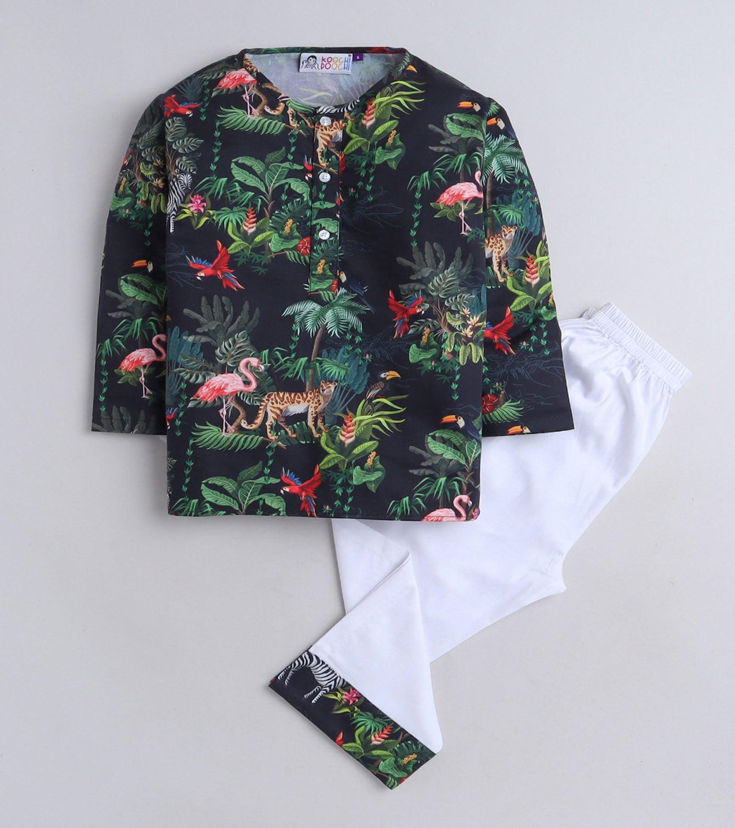 Night Jungle Printed Pyjama Kurta Set