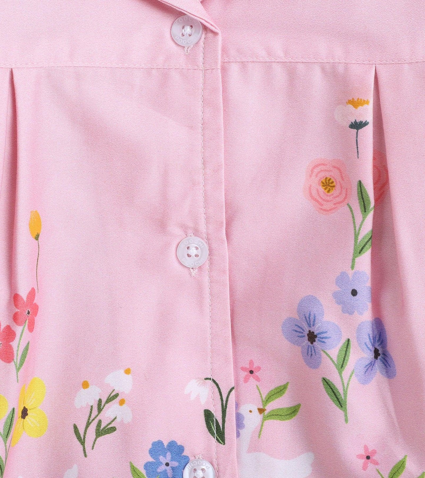 Pink Floral Printed Girls Nightsuit Set - koochi Poochi