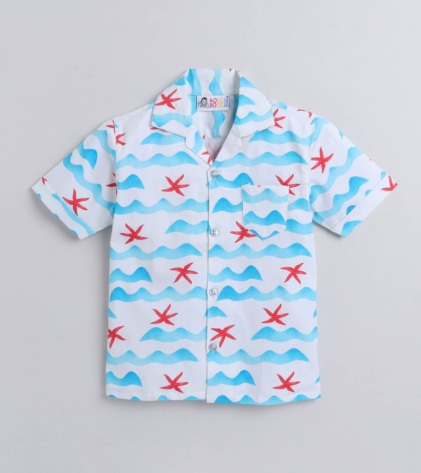 Starfish Digital printed Shirt with Blue solid Shorts