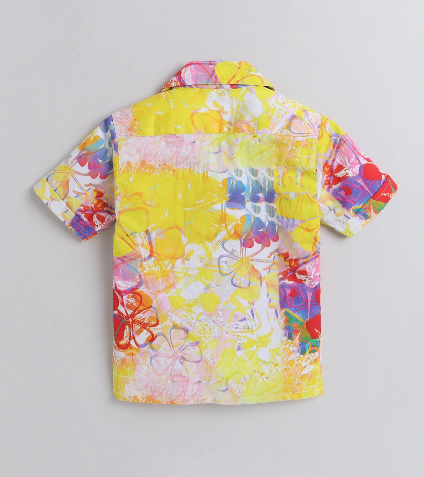 Stencil floral Digital printed Shirt with White solid Shorts